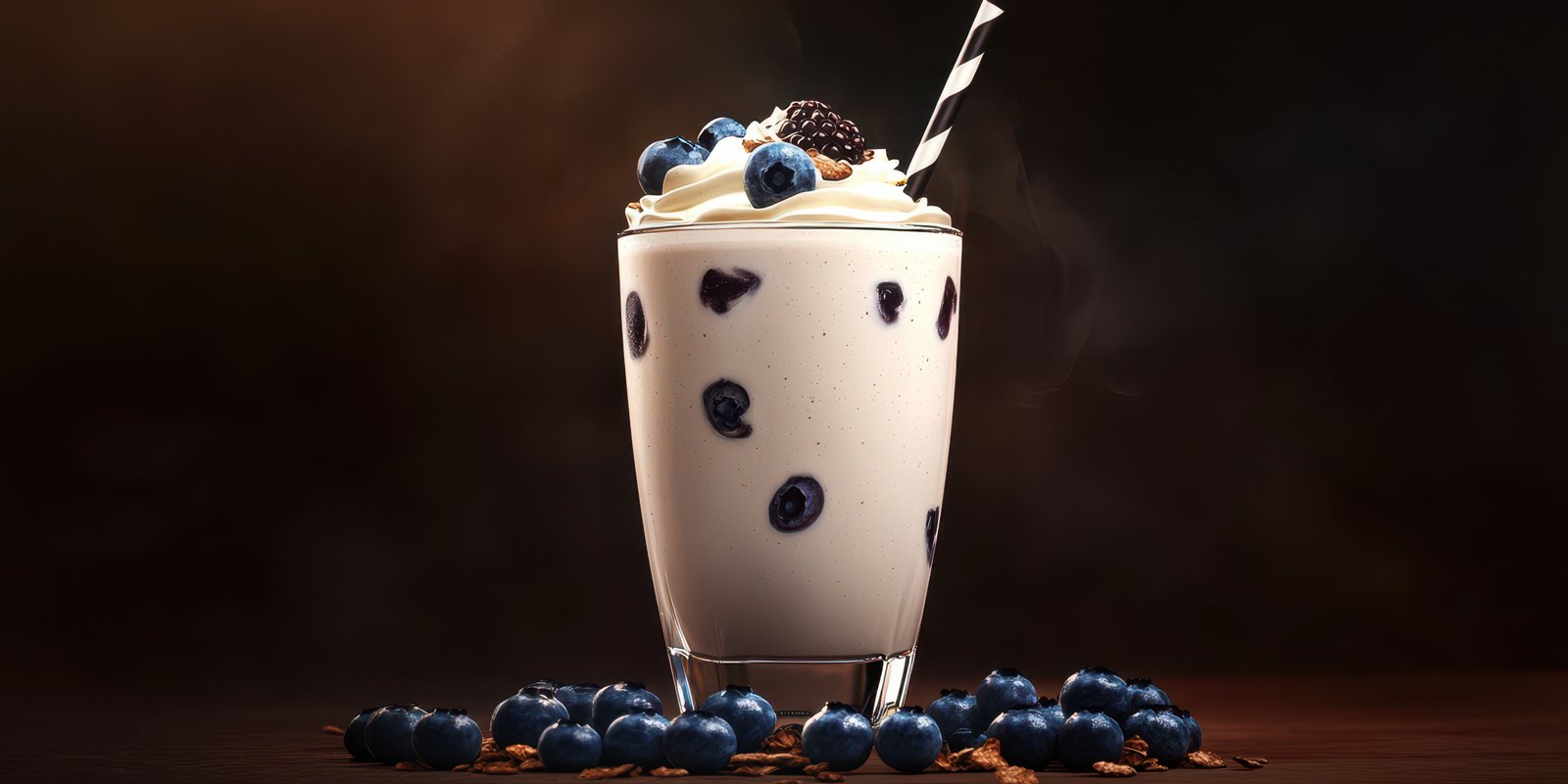 Delicious dessert featuring creamy ice cream topped with blueberries in a glass serving